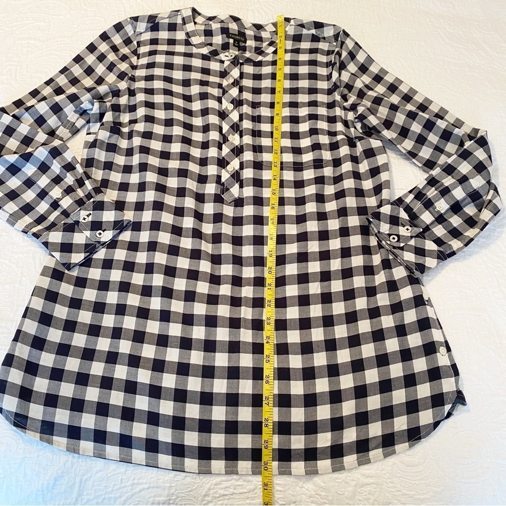 Talbots Long Sleeve Black & White Check Cotton Shirt Top - Medium - Picture 11 of 12